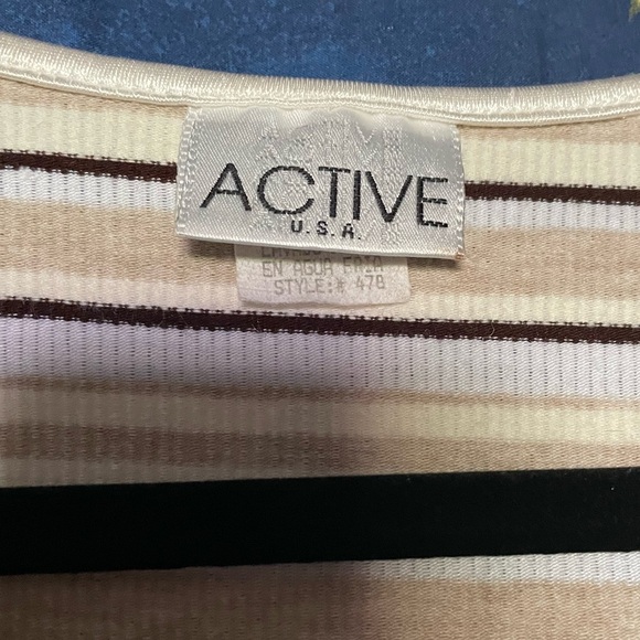 Active USA vintage 90s striped crop t-shirt - Picture 2 of 8